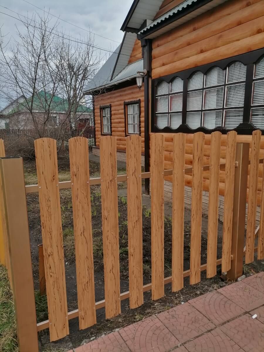 Забор из металлического штакетника 19м Кипарис 2xPrintech двусторонний в Усть-Катаве